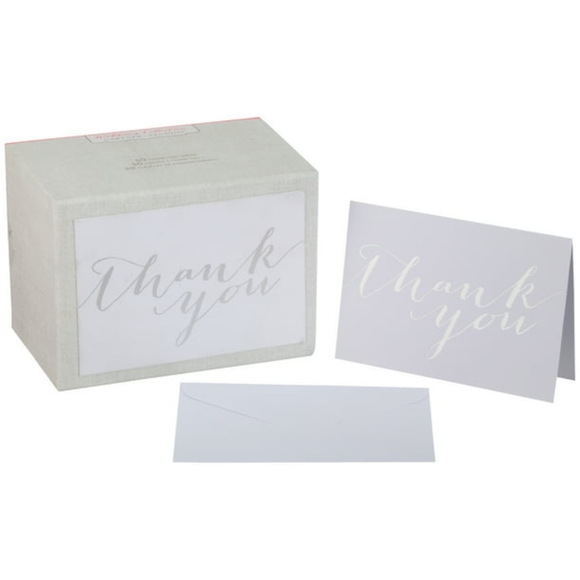 Silver Foil Thank You Card, 5 × 3.5 inches, Includes Envelopes 50 Cards - Picture 4 of 5